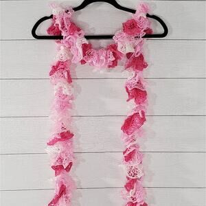 Pink & White Ombré Accent Scarf Handknit NWOT